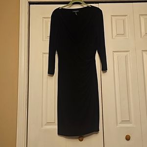 Ralph Lauren black wrap dress, knee length w/ slit, size 10 womens